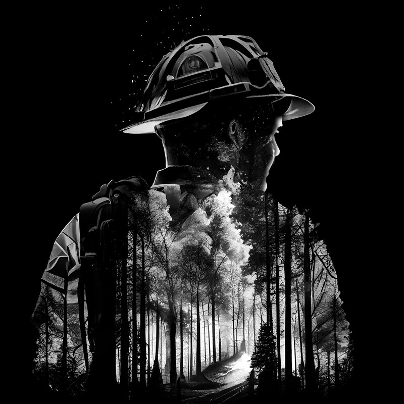 “Wildland Firefighter.  A day in the life at work for a forest fire fighter.  Commissioned art - personalized profile